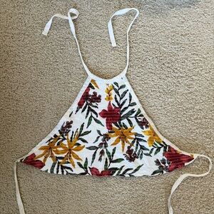 Floral Backless Halter Top - Multicolor